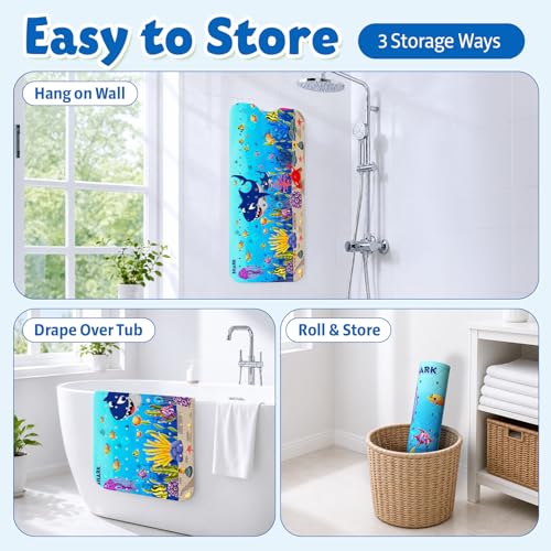 XIYUNTE Baby Bath Mat for Tub Non Slip Kids Bath Mat - 40''x16'' Extra Long Cartoon Bathtub Mat Non Slip Kids Shower Mat Eco-Friendly Toddler Bath Mats with Suction Cups, Machine Washable, Shark - color: B-shark 1