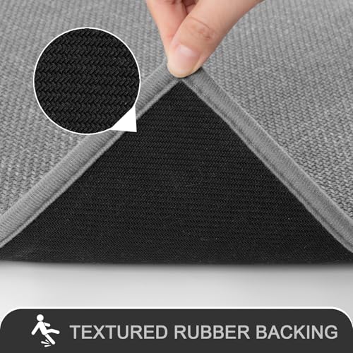 SHACOS 3 Piece Bath Mats Toilet Rug U-Shaped, No Slip Rubber Bath Rugs for Bathroom Toilet, Ultra Thin Bathroom Rugs Washable Quick Dry Absorbent Bathroom Mat (17"x24"+20"x32"+ U-20"x24") - color: Grey, size: 17"x24"+20"x32"+U20"x24"