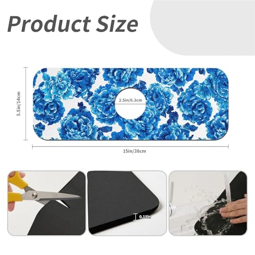 Faucet Fast Absorbent Pad - Blue Rose Drying Pad, Suitable For Kitchen, Bathroom, Island And Other Scenes - color: Blue Rose