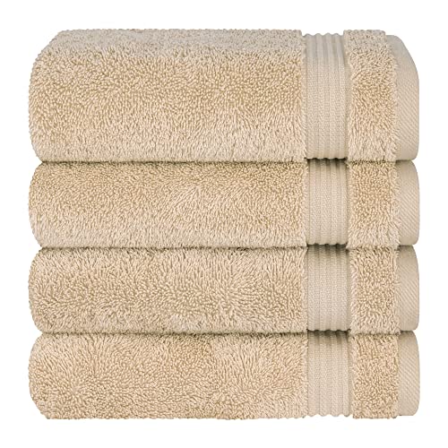 Cotton Paradise 100% Cotton Turkish Towel Set, Soft Absorbent Quick Dry, 4 Piece Hand Towel Set, Beige - color: Beige, size: 4 PC SET (16x28")