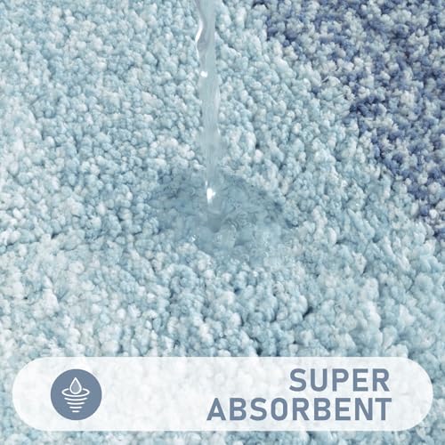 Bsmathom Bathroom Rug Set Bath Rugs Microfiber Non Slip Bathroom Set 4 Piece with Toilet Cover, Washable Absorbent Bath Mat, Dusty Blue - color: Dusty Blue, size: 18"x26"+18"x48"+U20"x24"+Cover19"x21"