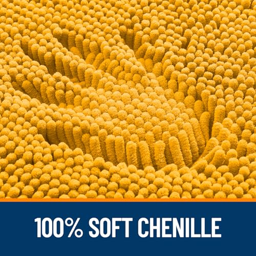 OLANLY Toilet Rugs U-Shaped 20x20, Extra Soft Absorbent Chenille Contour Bathroom Rugs for Toilet, Dry Quickly, Machine Washable, Non-Slip Bath Mat, Golden Yellow - color: Golden Yellow, size: 20" X 20" Contour Rug
