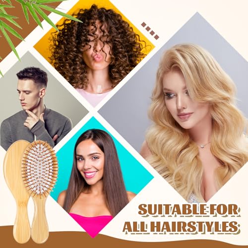 Weysat 12 Pcs Bamboo Hair Brushes Bulk, Wooden Paddle Detangling Brush, Scalp Massage and Anti-Static Hairbrushes, DIY Engraving Gifts for Women, Men, Party and Wedding (White) - color: White