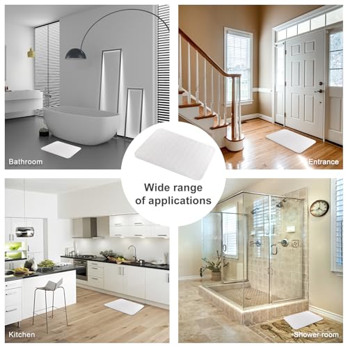 JUERLEN 2 Pack Diatomaceous Earth Shower Mat, Stone Bath Mat, Nonslip Super Absorbent Fast-Drying Hard Bath Mat for Bathroom Shower Floor, 24 x 16 inch, White Arrow Design - color: White