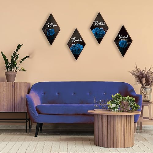 ONIZHITY Set of 4 Blue Bathroom Decor Rose Wooden Wall Decor Flower Rustic Romantic Floral Farmhouse Blue Wall Decor Modern Breathe Soak Unwind Relax Signs for Room Kitchen Bathroom (blue 12 x 7) - color: Blue Rose