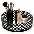 Black Metal Decorative Tray with Mirror Base - Round Vanity Tray for Makeup Brushes, Jewelry, Perfume, and Home Décor(7.3”X2”) - size: 7.3"