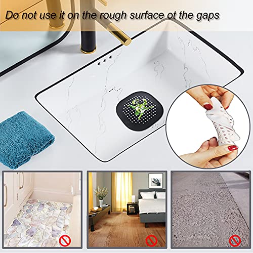 Hair Drain Catcher,Square Drain Cover for Shower Silicone Hair Stopper with Suction Cup,Easy to Install Suit for Bathroom,Bathtub,Kitchen 2 Pack (Sliver Grey Black) | Drainer Cover Silicone Hair Stopper with Suction Cups,Protector Accessories,Easy to Inst