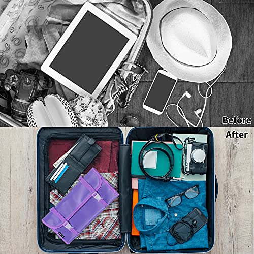 Foldable Clear Hanging Travel Toiletry Bag Cosmetic Organiser Storage - color: Purple