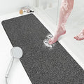 Shower Mat Bathtub Mat Non-Slip,47x16 inch, Soft Tub Mat with Drain,PVC Loofah Bath Mat (Phthalate Free) for Tub and Bathroom,Quick Drying,Black - color: Black, size: 47" x 16" (Rectangular)
