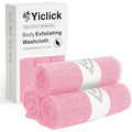 Yiclick Exfoliating Washcloth Towel- Exfoliating Body Scrubber Exfoliator, Back Scrubber for Shower Bath, Exfoliate Rags Wash Cloths, Loofah Lufa Sponge, Body Scrub & Exfoliation Women Men - color: Pink