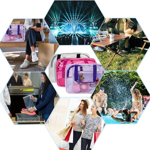 PVC Purple Pure Color Transparent Gift Pouch Wash Travel Makeup Cosmetic Bag with Handle for Travel Bathroom Toiletry Organizer (Purple) - color: purple