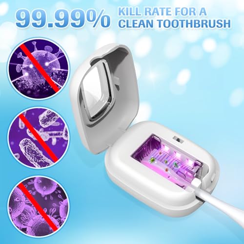 YourMate Rechargerable UVC Toothbrush Sanitizer Case Pro Compatible with Electric Toothbrush Heads/Regular Toothbrushes Travel Toothbrush Covers Case Magnetic Holder for Houshold/Traveling White - color: White