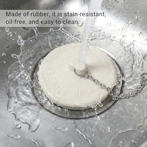 2 Pcs Tub Stopper Rubber Drain Plug with 15" Stainless Steel Beaded Chain Bathtub Stoppers Bathroom Plug Suitable for 1.5" to 2" Bathroom Laundry Sink Kitchen (White)