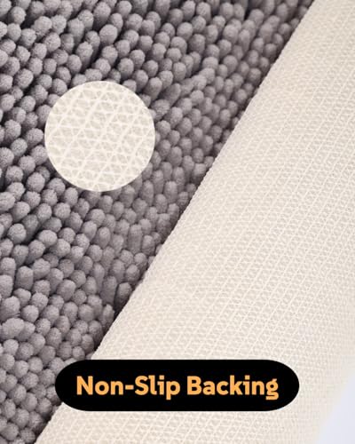 Soft Shaggy Round Toilet Rug U Shaped for Bathroom, Excellent Absorbent Contour Toilet Mat Machine Washable, Non-Slip Microfiber Chenille Bathroom Rugs 24" Light Grey - color: Light Grey