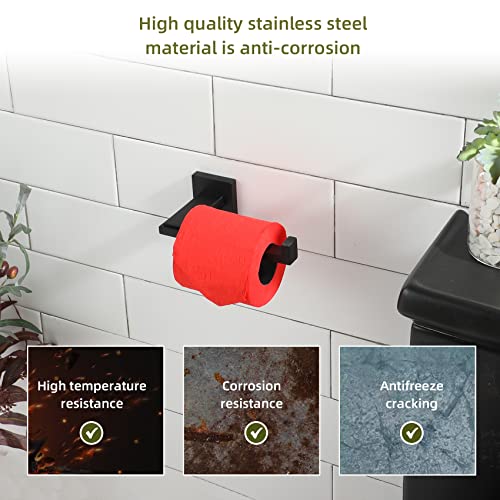 KOKOSIRI Black Toilet Paper Holder for Bathroom Tissue Paper Dispenser Stainless Steel Toilet Roll Holder Hold Mega Rolls Wall Mounted, B2006BK - color: Matte Black
