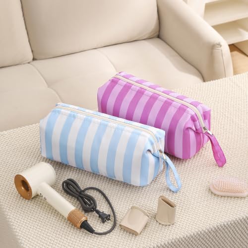 RSRSLEII Large Striped Hair Tools Travel Bag,Waterproof Hair Styling Accessories Storage Case for Shark FlexStyle, Dyson Airwrap Hair Dryer,Curling Iron,Straightener,Revlon Hair Tools(22Rose Red&Pink) - color: 22Rose Red&Pink