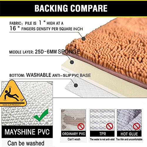 BOANKODU Bathroom Rugs Sets 2 Piece, Extra Soft Chenille Bath Mat Absorbent Bathroom Rug, Bathroom Mat with Sturdy PVC Non-Slip Bottom, Machine Washable Bath Rugs (Champagne) - color: Champagne, size: 16" x 24" + 20" x 32" (Rectangular)
