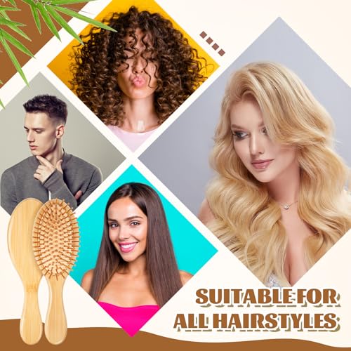 Weysat 12 Pcs Bamboo Hair Brushes Bulk, Wooden Paddle Detangling Brush, Scalp Massage and Anti-Static Hairbrushes, DIY Engraving Gifts for Women, Men, Party and Wedding (Natural) - color: Natural