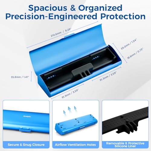 Aluminum Electric Toothbrush Travel Case, 2 in 1 Travel Toothbrush Holder for Oral B/Oral-B Pro 1000 1500 5000 and Most Electric Toothbrush for Traveling, Removable Silicone Liner-Blue - color: Blue