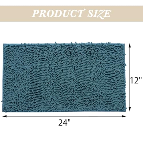 Non-Slip Bath Rug,Extra Soft Microfiber Bedroom Shag Carpet with Anti-Slip Backing,Water/Dust Absorbent Fast Dry Shower Mat,Sound Insulated Stairs Pad,Machine Washable (Turquoise,12 x 24 Inches) - color: Turquoise, size: 2' x 1' (Rectangular)