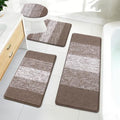 Bsmathom Bathroom Rugs Sets 4 Piece with Toilet Lid Cover, Non-Slip Bathroom Rugs and Mats Sets, Absorbent Bath Rugs Microfiber Shaggy Machine Washable Bath Rug Set, Coffee - color: Coffee, size: 18"x26"+18"x48"+U20"x24"+Cover19"x21"