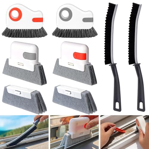 XANGNIER Window Sill Cleaner Tool,8 Pcs Magic Door Window Track Cleaning Tools Kit,Sliding Door Track Cleaner,Groove Crevice Cleaning Brush for Tile Lines/Shutter/Car Vents/Air Conditioner/Keyboard - color: Multicolor1