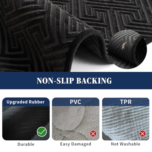 YIHOUSE Black Bathroom Rugs 17"x24", Quick Dry Non Slip Bath Rug, Absorbent Machine Washable Thin Bath Mat for Restroom Floor Tub Laundry Room Home Decor - color: Black, size: 1'5" x 2' (Rectangular)