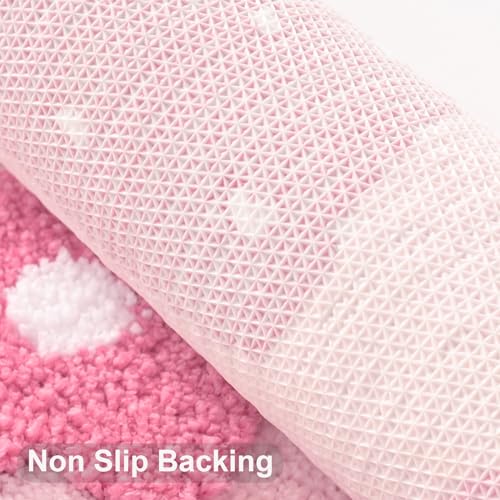 Anybar U-Shaped Toilet Rug 20x24'' - Super Soft Absorbent Bathroom Mat with Cute Strawberry & Flower Design, Non-Slip Quick-Dry Washable Contour Rug for Toilet, Bath Mats for Bathroom Decor（Pink） - color: Pink, size: 1'8" x 2' (U-Shape)