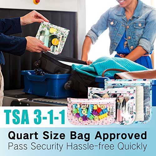 HIONXMGA TSA Approved Toiletry Bag, Set of 3 Clear Travel Toiletry Bag Quart Size Zipper Travel Pouch, Waterproof Makeup Cosmetic Bag for Women Men Kids Toiletries Carry on, Arrow B - color: Arrow B, Mixed Sizes