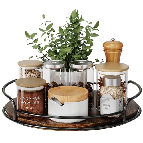 LLAMU 10'' Lazy Susan Organizer, Wooden Lazy Susan Turntable for Cabinet, Table Top, Kitchen, Pantry, Bathroom Countertop Organizer, 1 Pack - size: 10in 1 Pack