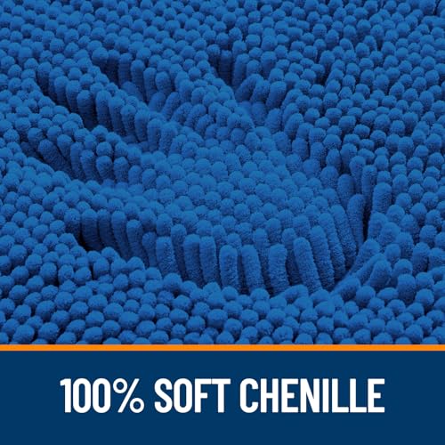 OLANLY Bathroom Rugs Sets 2 Piece, Soft Absorbent Chenille Bath Mats and U-Shaped Contour Toilet Rug Set, Machine Washable Bath Carpet, Home Decor Accessories(47"x20"+24"x20", Deep Navy Blue) - color: Deep Navy Blue, size: 47" X 20" + U24" X 20"