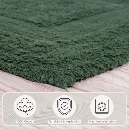 Bathroom Rugs - 2-Piece Cotton Bathroom Mat Set - Machine Washable Bath Mats for Bathroom, Kitchen, or Laundry Room by Lavish Home (Green) - color: Green