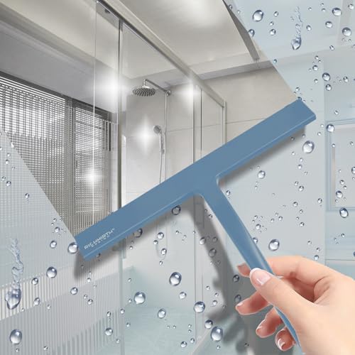 Shower Glass Cleaner Squeegee, 9 Inch Width Silicone Bathroom Squeegee for Shower, Glass, Car Window, Mirror - Green - color: Green, size: 9 Inches