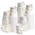 WRAPAHOLIC 3oz Paper Cups - 100 Pack Disposable Bathroom Cups with Wildflower & Butterfly Design, Small Mouthwash Cup for Toothbrush Rinse, Home Bathroom, Picnic, BBQ, Travel and Party - color: Sunflower Wildflower