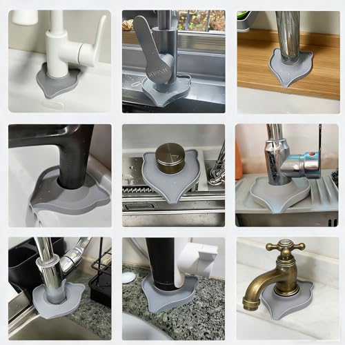 Compact Silicone Kitchen Sink Faucet Splash Proof Mat, Tap Water Diversion Splash Guard Drain Pad(Grey,2PCS) - color: Greyx2