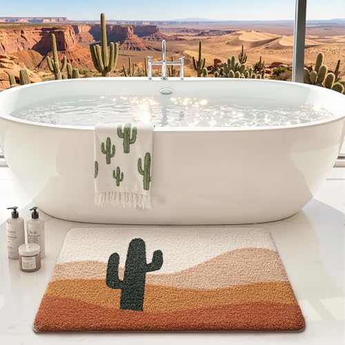 LUMI Bathroom Rugs Cute Cactus Design, Soft Absorbent Microfiber Bath Mat Non-Slip, Machine Washable Quick Dry Luxury Rug Desert Fun Plant for Floor, Bathtub, Home Decor, 24"x36" - color: B-cactus, size: 24"x36"