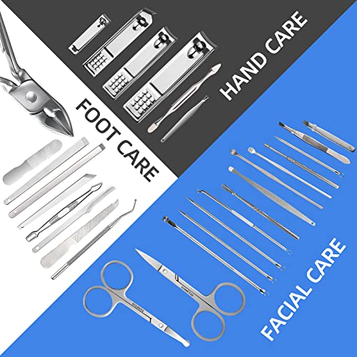 Manicure Set 30 in 1 Fingernail Clipper Set,RedFlow Nail Clippers & Toenail Clippers,Manicure Kit,Pedicure Kit,Suitable for Travel Manicure Tools,Nail Kit with Everything Profe (Black) - color: B-black