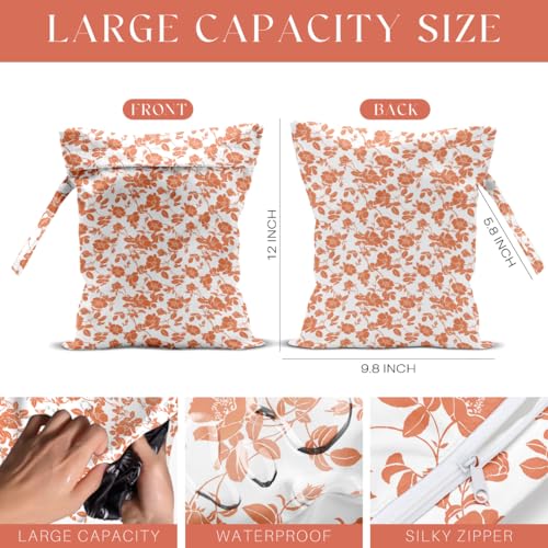 4 Pack Rose Floral Wet Bag Waterproof Washable Reusable Wet Dry Bag for Swimsuit Clothes Cloth Diaper Travel Beach Pool Yoga Gym Toiletries Gift for Women Friend Bestie Birthday Christmas - color: Colorful Flowers 334