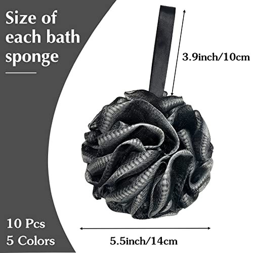 10 Pack Bath Sponge Shower Loofahs 40g,Mesh Pouf Bath Scrunchies Body Wash Puff,Body Scrubber Exfoliating Bath Sponge for Women and Men - color: Style a - 40g