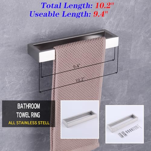 GERZWY Contemporary Stainless Steel Wall Mounted 2-Piece Bathroom Hardware Set - Towel Rings Toilet Paper Holder, Brushed Finish HG1708-2LS - color: Brushed