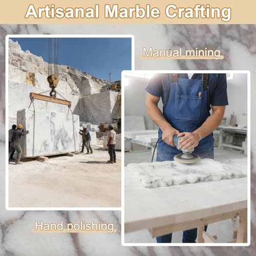 100% Natural Marble Vanity Tray - Real Stone Storage Organizer for Bathroom/Kitchen/Vanity/Dresser, Countertop Tray for Perfume, Jewelry, Home Decor, 11.8 x 7.8 x 0.7 Inch - color: Calacatta White