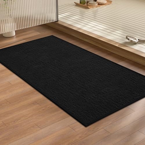 chakme Bathroom Rugs Mat 32x17, Ultra Thin Non Slip Bath Mat Quick Dry Absorbent Bath Mat for Bathroom Floor, (Black, 32"x17") - color: Black, size: 2'8" x 1'5"(Rectangular)