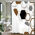 LQCOOL Brown Black Hexagon Shower Curtain and Liner, 3 in 1 Shower Curtain Set with 12 Double Sided Shower Curtain Hooks, Waterproof Fabric Shower Curtains for Bathroom,72" W*72" H - color: Black