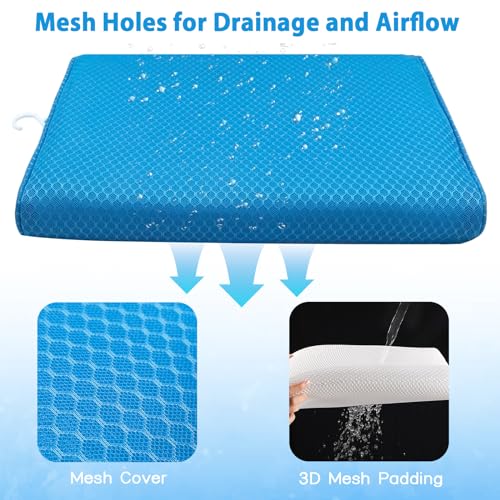 Shower Seat Cushion for Shower Chairs, Transfer Benches in Bathtub, Cushion for Sauna, 3D Mesh Pad with Hook, Slip-Resistant, Design for Elderly, Senior, Handicap & Disabled - size: Blue