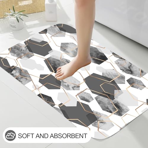 4Pcs Gray White Geometric Shower Curtain Set, Neutral Modern Art Deco Shower Curtain with Hooks, Elegant Trendy Simple Bathroom Sets with Shower Curtain and Rugs, 71 * 71in - color: Grey