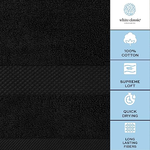 White Classic Luxury Black Bath Towels Extra Large | 100% Soft Cotton 700 GSM Thick 2Ply Absorbent Quick Dry Hotel Bathroom Towel | 27x54 Inch | Black | Set of 4 - color: 04: Black