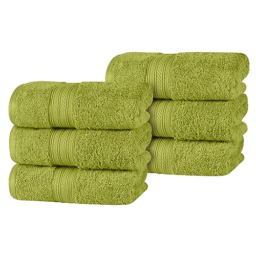 Superior Atlas Cotton Heavyweight Hand Towels, Towel Set, Luxury Bathroom Accessories, Kitchen Basics, Spa, Salon, Hotel, Resort, Thick, Ultra-Plush, Highly-Absorbent, Hand Towel, Green Essence - color: Green Essence, size: 6-Piece Hand Towel Set