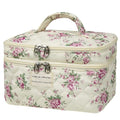 Gosect Large Quilted Makeup Bag, Large Floral Cosmetic Bag for Women, Cute Cotton Makeup Bags, Flower Travel Toiletry Organizer Bag (Pink Flowers) - color: 076Pink Flowers