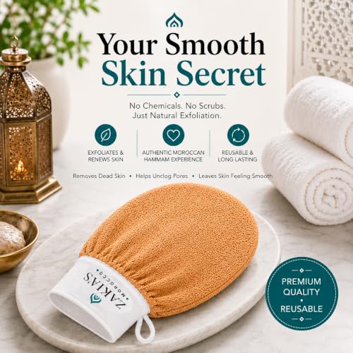 Original Kessa Exfoliating Glove - Salmon Beige - Microdermabrasion Exfoliating Mitts, Removes unwanted dead skin, dirt and grime and Keratosis Pilaris. Great for spray tan removal. 1 unit | Microdermabrasion, Removes dead skin, dirt and grime, spray tan
