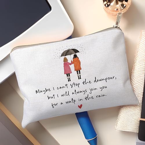 Maybe I Can't Stop The Downpour Cosmetic Bag, Tough Times Sister Gifts, Gift for Friend in Need, Friendship Support, Always Here for You, Makeup Case, Small Travel Bag, Bestie Gift - color: Always Join You